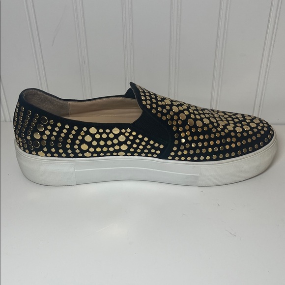 Vince Camuto Kindra Black Suede and Gold Studded Women's Slip On Sneakers - Picture 7 of 12